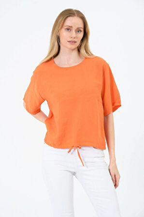 Bisiklet Yaka Oversize Kadın Bluz