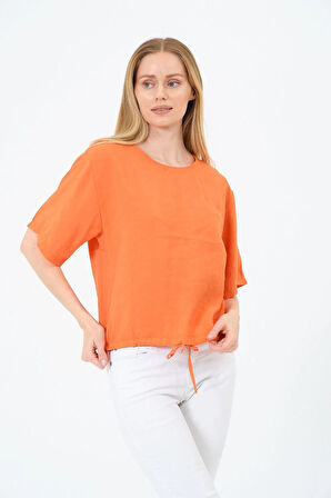 Bisiklet Yaka Oversize Kadın Bluz