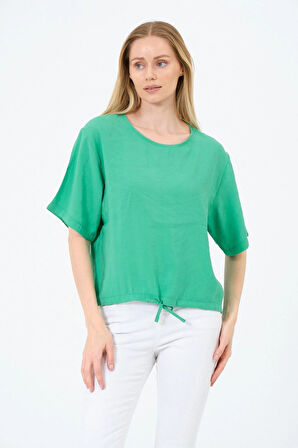 Bisiklet Yaka Oversize Kadın Bluz