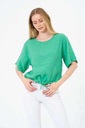 Bisiklet Yaka Oversize Kadın Bluz