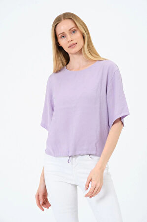 Bisiklet Yaka Oversize Kadın Bluz