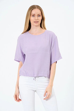 Bisiklet Yaka Oversize Kadın Bluz
