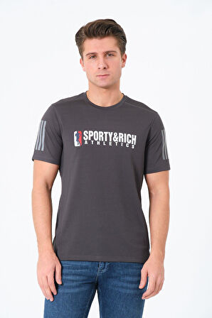 Erkek Bisiklet Yaka Basic Baskılı T-Şhirt