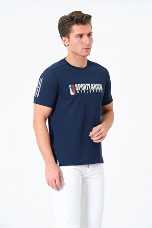 Erkek Bisiklet Yaka Basic Baskılı T-Şhirt