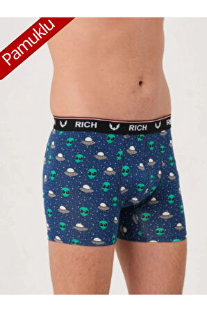 Erkek Kutulu Pamuklu Esnek Kumaş Likralı Boxer