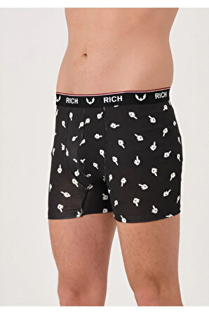 Erkek Likralı Desenli ve Düz 2'li Boxer Paketi