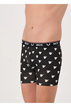 Erkek Likralı Desenli ve Düz 3'lü Boxer Paketi