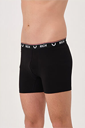 Erkek Likralı Desenli ve Düz 3'lü Boxer Paketi