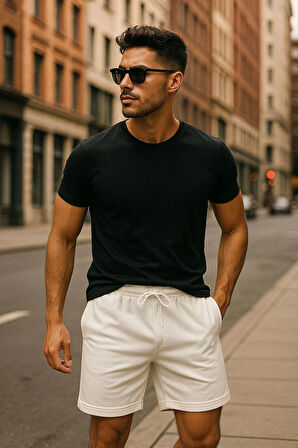 Erkek Beli Lastikli 2'li Paket Şort