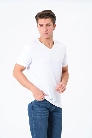 Erkek Siyah Beyaz Lacivert Gri %100 Pamuk 4'Lü Tişört Paketi