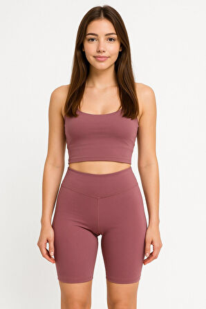 Kadın 2'li Paket Kısa Tayt Siyah - Pembe Yüksek Bel Toparlayıcı Esnek Günlük Ve Spor Kısa Tayt