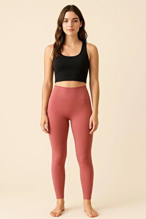 Kadın 2'li Paket İndigo - Mor Yüksek Bel Toparlayıcı Esnek Günlük ve Spor Tayt