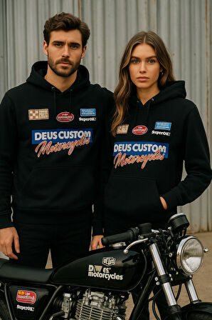 Unisex İkili Paket Kadın-Erkek Sevgili Kombini - Kapüşonlu Baskı Detaylı Sweatshirt 2'li Paket