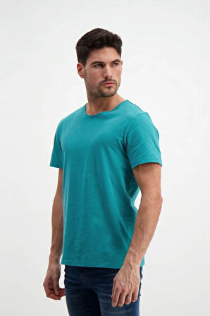 Rich Erkek Yıkamalı Basic T-shirt Tişört %100 Pamuk Tişört