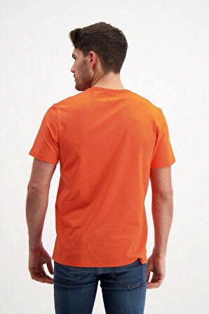 Turuncu Erkek Yıkamalı Basic T-shirt