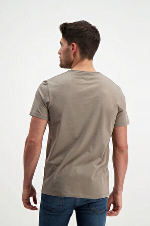 Kahverengi Erkek Yıkamalı Basic T-shirt