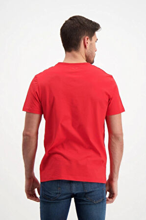 Kırmızı Erkek Yıkamalı Basic T-shirt