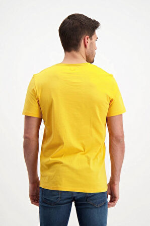 Sarı Erkek Yıkamalı Basic T-shirt