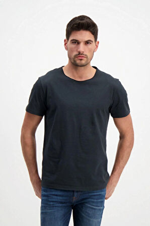 Antrasit Erkek Yıkamalı Basic T-shirt