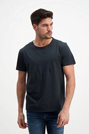 Antrasit Erkek Yıkamalı Basic T-shirt