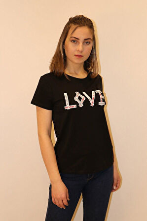 Rich Kadın Bisiklet Yaka T-shirt %100 Pamuk Tişört