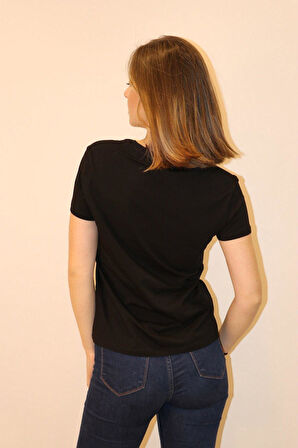 Rich Kadın Bisiklet Yaka T-shirt %100 Pamuk Tişört