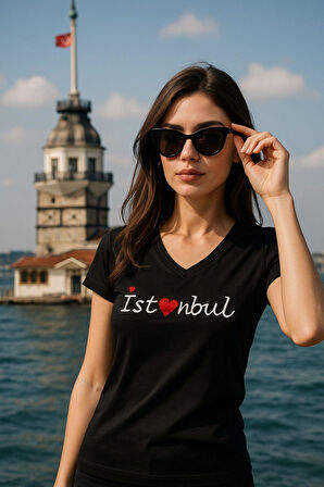 Rich Kadın V Yaka T-shirt %100 Pamuk Tişört