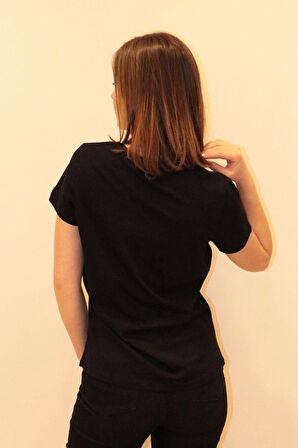 Rich Kadın Bisiklet Yaka T-shirt %100 Pamuk Tişört