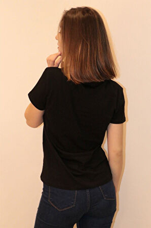 Rich Kadın Bisiklet Yaka T-shirt %100 Pamuk Tişört