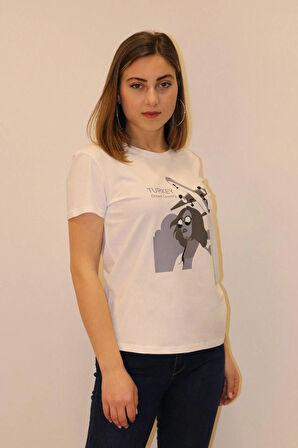 Rich Kadın Bisiklet Yaka T-shirt %100 Pamuk Tişört