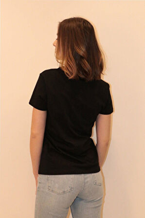 Rich Kadın Bisiklet Yaka T-shirt %100 Pamuk Tişört