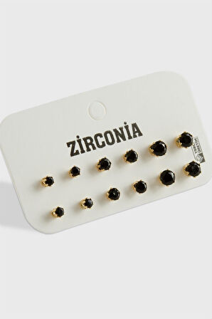 12 Adet Zirkon Tek Taşlı Küpe