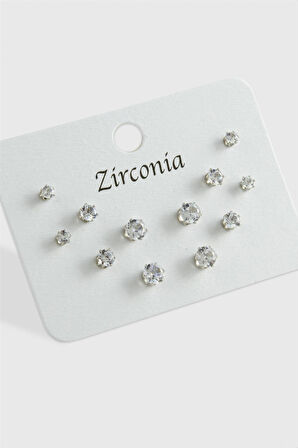 12 Adet Zirkon Tek Taşlı Küpe