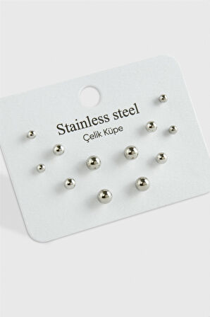 12 Adet Top Çelik Küpe