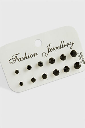 12 Adet Tek Taşlı Küpe