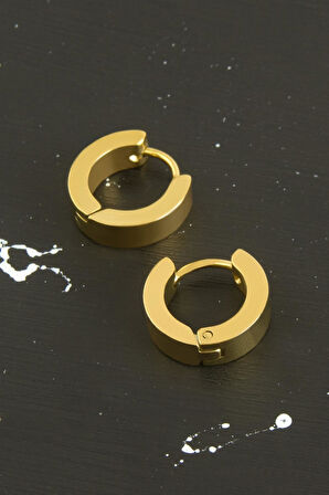 Sarı Renkli Erkek Çelik Küpe 1,5 cm