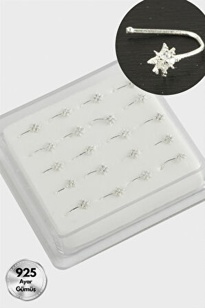Yıldız Sıkıştırma Zirkon Taşlı Gümüş Hızma 20 Adet