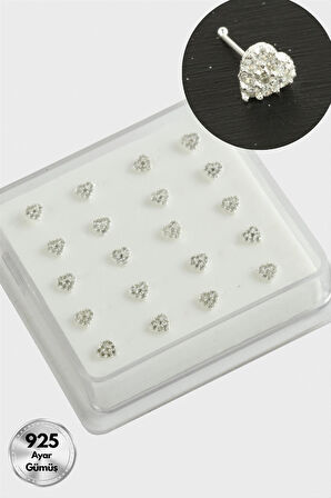 Kalp Zirkon Taşlı Gümüş Hızma 20 Adet