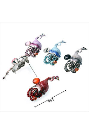 Taşlı Ort Boy Ebruli Broş