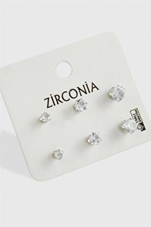 6 Adet Zirkon Tek Taşlı Küpe