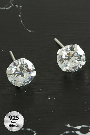 Tek Taş 925 Ayar Gümüş Küpe 72 Adet