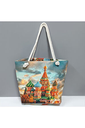 Saray Desenli Plaj Çantası