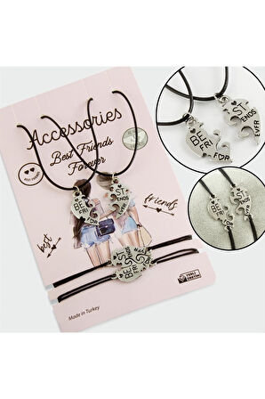 Best Friends Arkadaş Deri Set Kolye