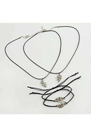 Best Friends Arkadaş Deri Set Kolye