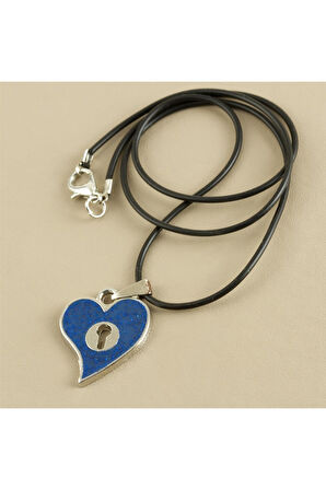 Kalp Metal Vinlex Deri Kolye