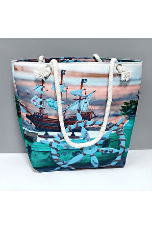 Dümen Desenli Plaj Çantası