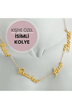 Kişiye Özel Dört İsim Yazılı Kolye