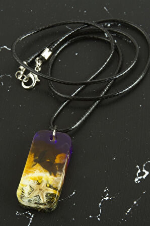 Deniz Yıldızı Dikdörtgen Epoksi Kolye