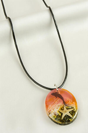 Deniz Yıldızı Oval Epoksi Kolye