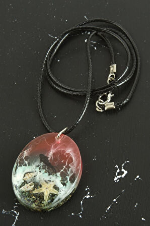 Deniz Kızı Oval Epoksi Kolye